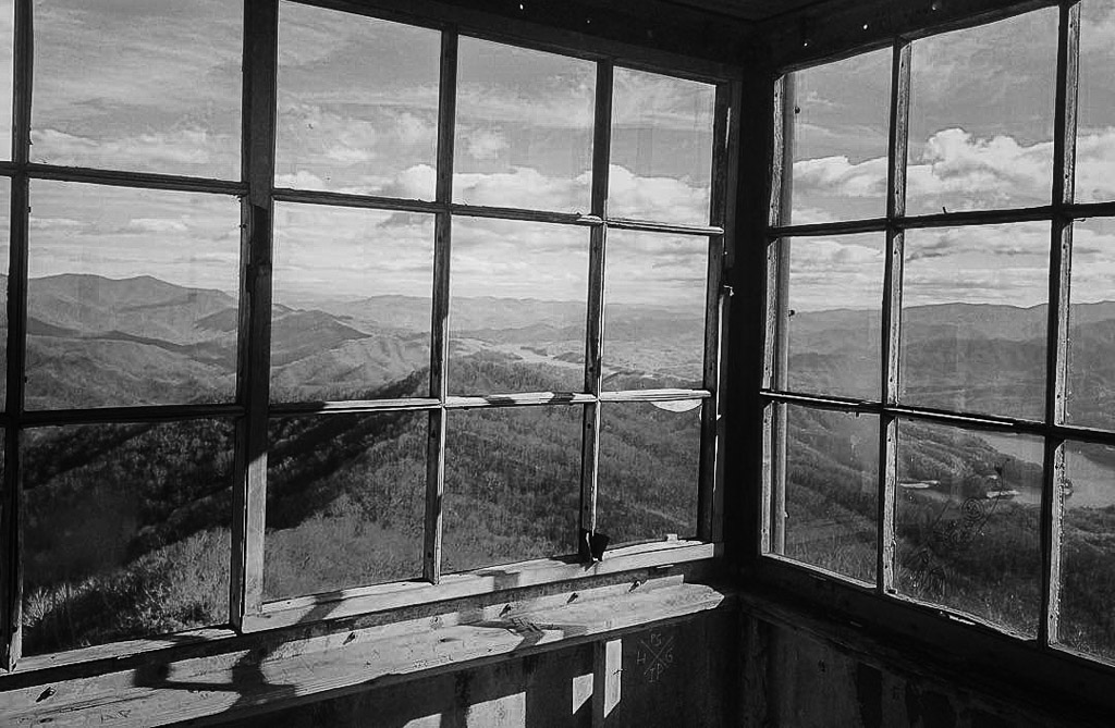 Vintage view from Shuckstack Tower on the Appalachian Trail north of Fontana Dam